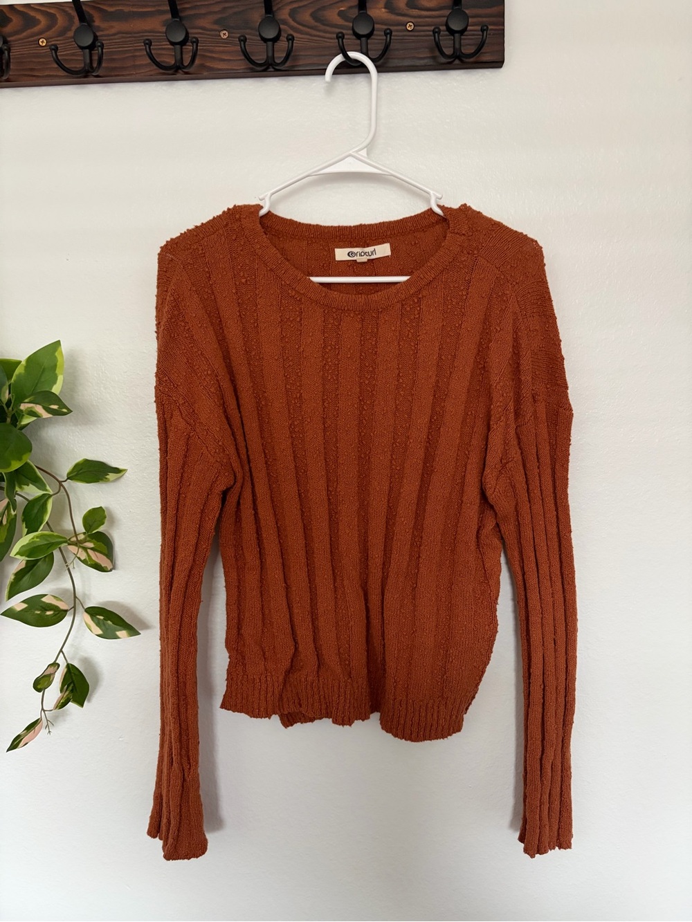 Rip Curl Rust Ribbed Crewneck Sweater